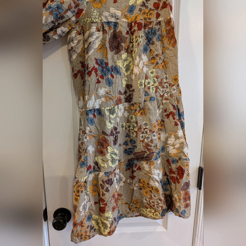 Natural Life Patti Palazzo Pants Wide Leg Floral Tiered Tan Size M Bohemian - Picture 6 of 14